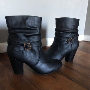 Black leather ankle boots